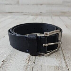 01.Algo Genuine Black Leather Belt 44/110 Mens Classic Business Single Prong